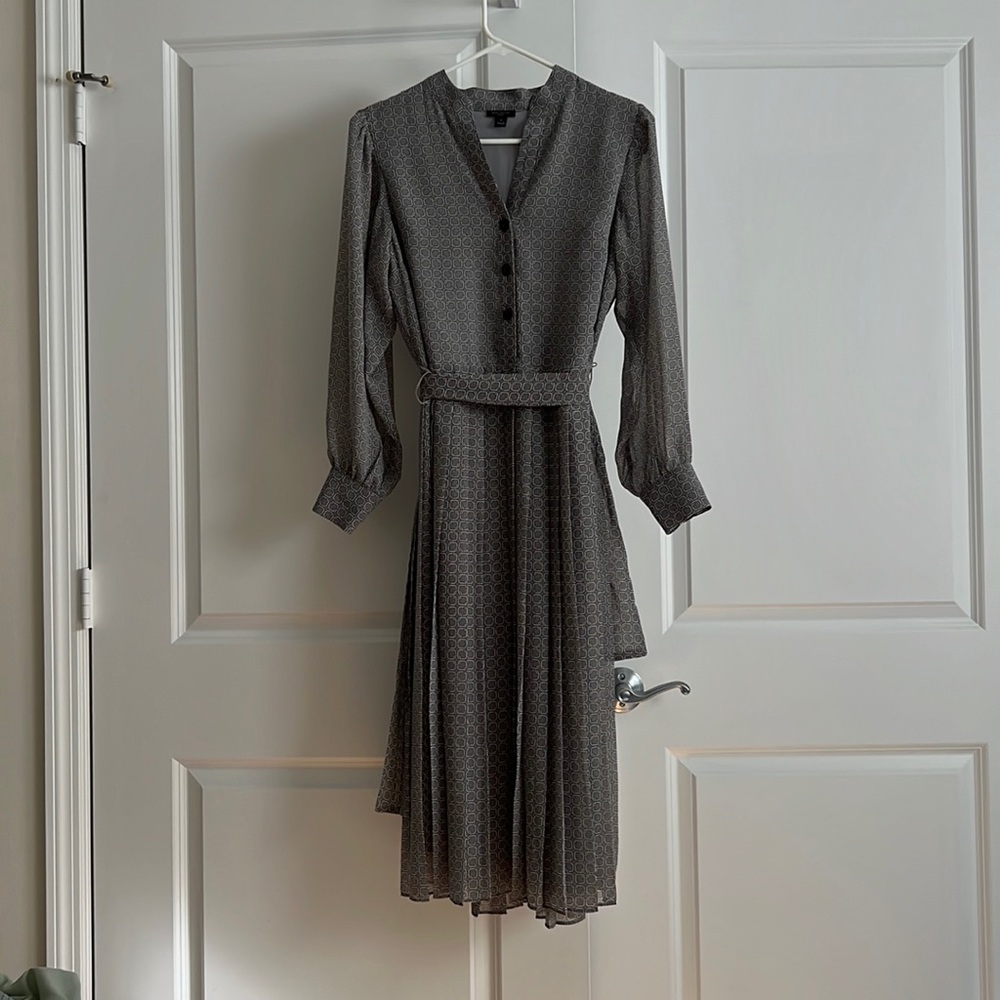 Ann Taylor dress size 8P. Dry cleaned. Pleated skirt long sleeves.
